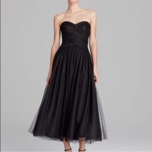 Monique Lhuillier Black Strapless Gown